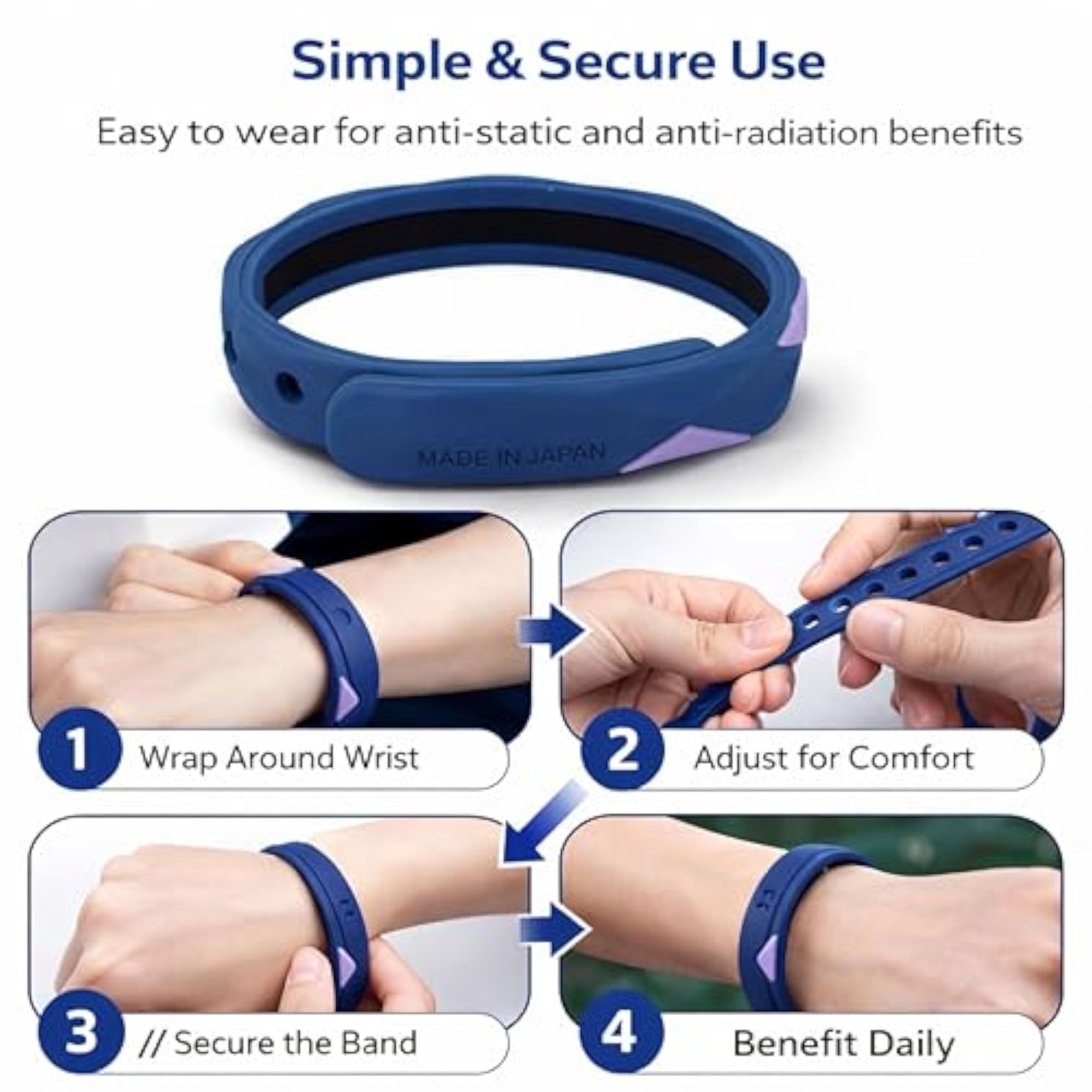 Pack of 3 Trendy Adjustable Silicone Bracelets for Everyday Comfort