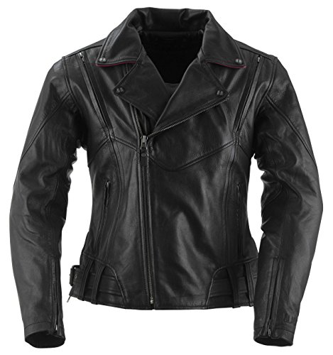 Black Brand Women's Leather Sapphire Motorcycle Jacket (Black, Medium)