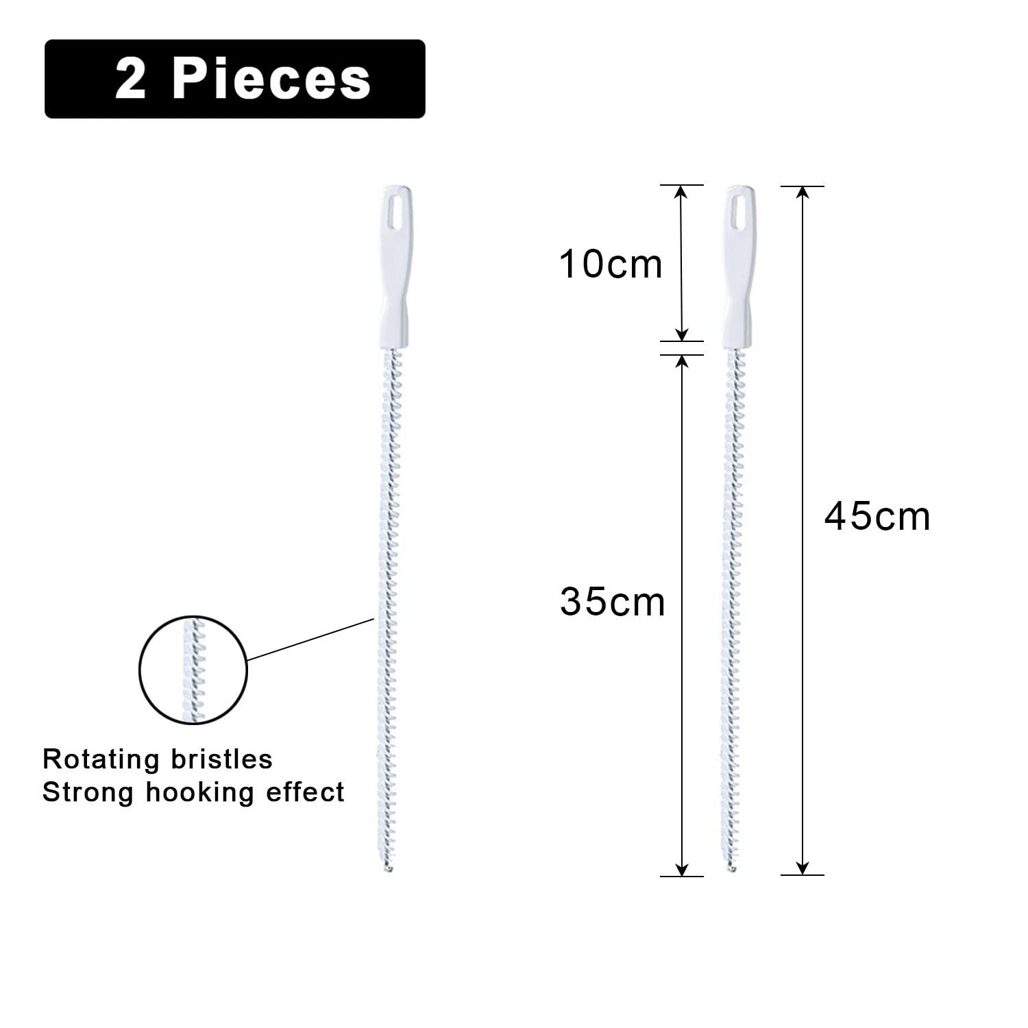 VIKSAUN 2 Piezas Cepillo de Limpieza para Desagüe, 45cm Cepillo de Limpieza de Tuberías Flexible, Herramienta de Drenaje para Eliminar Pelos y Desatascar, para la Limpieza de Baño Cocina (2 Piezas)