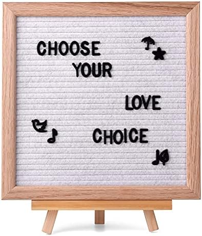 UPASCON 10"x10" Changeable Felt Letter Boards with Oak Wood Frame,460 Letters and Patterns,for Messages,Menus,Planning