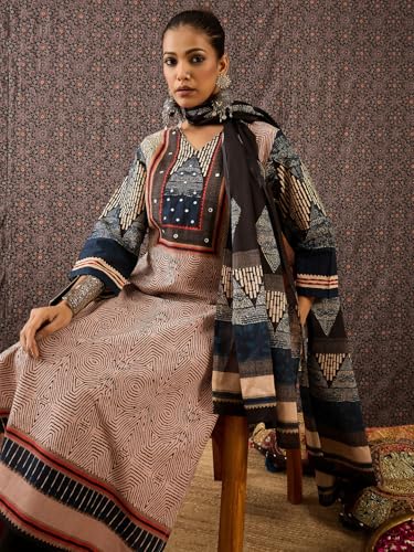 Image of INDO ERA Women Pure Cotton Kurta Set with Dupatta | Festive Suit Set, 10408