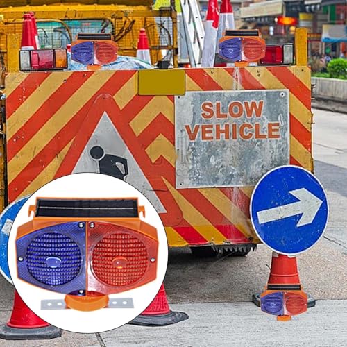 Luz LED intermitente impermeable con carga solar para advertencia de tráfico 4