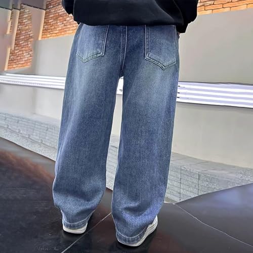 Boys Baggy Hip Hop Jeans Wide Leg Skater Denim Pants for Kids Casual Loose Fit Long Trousers Streetwear4