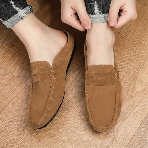 Loafers for Men Anti-Slip Flexible Round Toe Suede Vamp Half Loafers Shoes Comfortable Fashion Slip On4