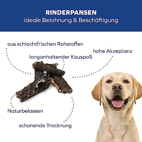 Tiernahrung Schwenner Rinderpansen für Hunde getrocknet – Dog Snacks - gesunde Kaustangen für die Hunde 1000g 12cm 4