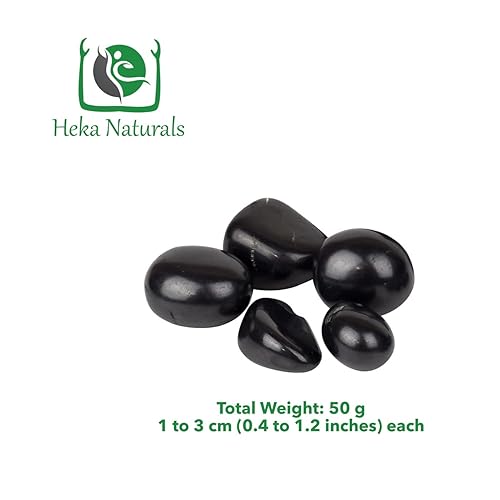 Miniatura 2 de Heka Naturals Shungite Tumbled Stones | 1.76 oz – Purificación de agua, desintoxicación, mineralización, cristales curativos, decoración de Feng