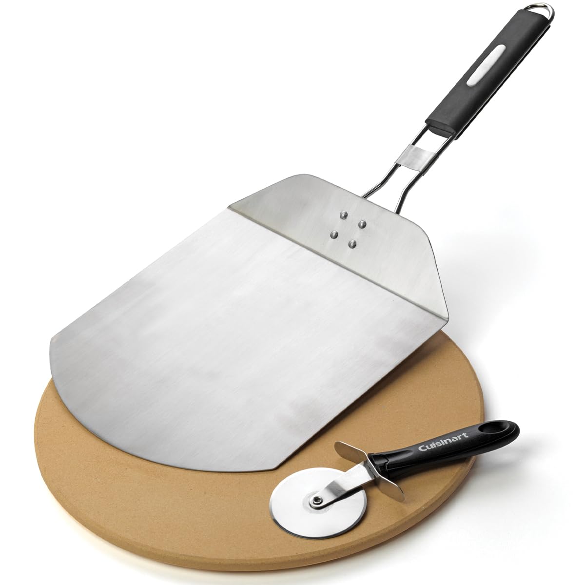 Cuisinart CPS-445 Ensemble de 3 pièces pour grillades à la Pizza, (Pierre à Pizza, Couteau à Pizza, Pelle à Pizza)