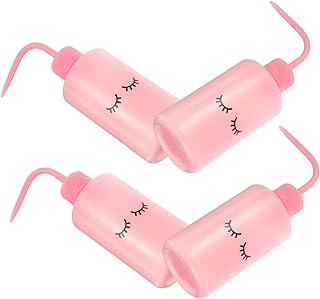 FUNOMOCYA 4 Botellas Flexibles De Plástico para Limpiar Pestañas y Regar Plantas Boca Curva 250ml Color Rosa