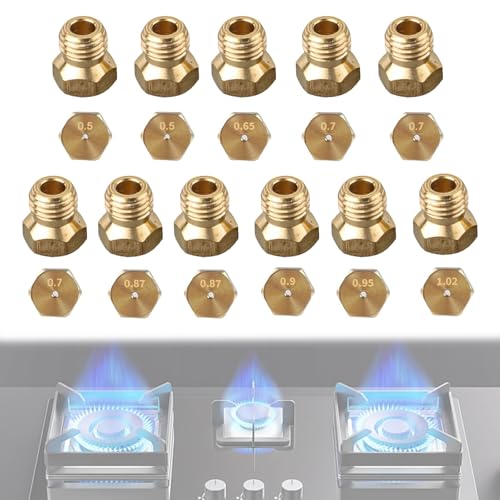 BSITSSS Juego de 11 Boquillas de Propano Butano, Conjunto Inyector Quemador, Inyectores Cocina GasButano Conversión Repuesto, Inyectores Cocina Gas Butano Boquilla de Repuesto, Chorros deGas