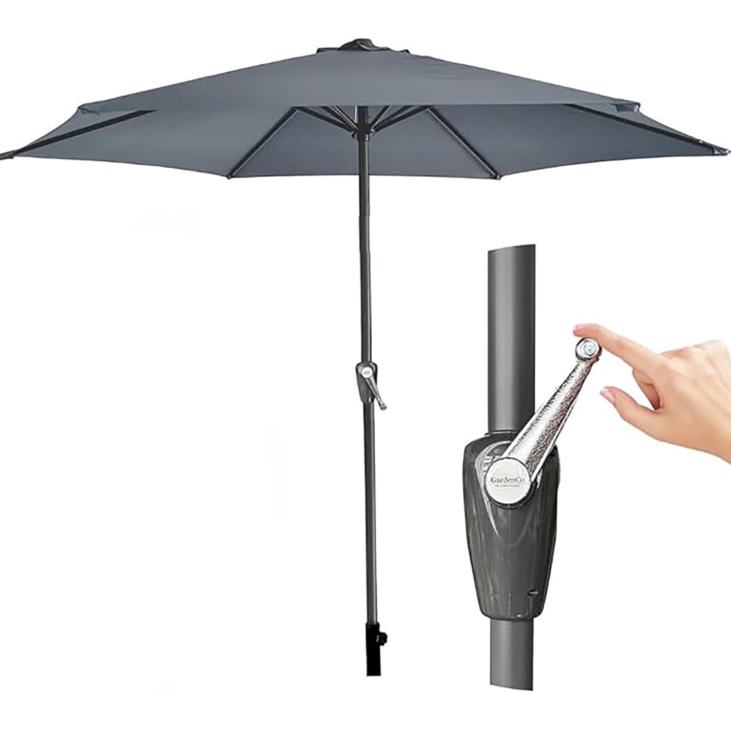 GardenCo Outdoor 2m Parasol - Crank Up & Tilt Function Options Garden Parasol Umbrella - UV Rated 50-38mm Parasol Pole — view 12