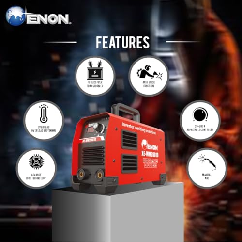 Image of ENON 200A Dual Voltage Inverter ARC Welding Machine | 220V & 380V | LED Display | VRD Anti-Shock | Hot Start Anti-Stick | MMA IGBT Welder for Workshop & Professional Use (XE-WM2001D)