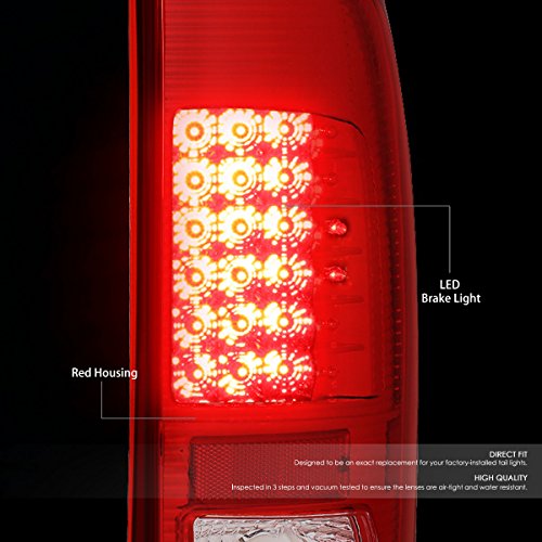 Image of Auto Dynasty Tail Lights Compatible with 2008-2016 Ford F250 F350 F450 F550 Super Duty, Driver and Passenger Side LED Brake Lamps, Chrome Housing Red Lens