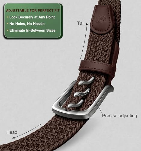 Image of KEMISANT Men Belt-Stretch Woven Braided Belt For Gift Men Golf Casual Jeans Dresses with Nylon Canvas 1 3 /8 inch