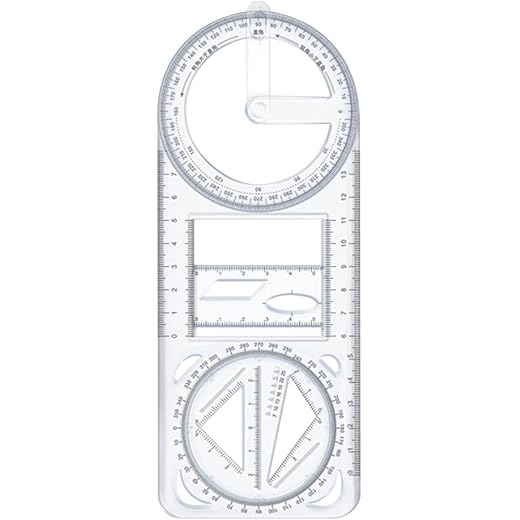 Jashgop Multifunctional Geometric Ruler Mathematics Drawing Template for Woodworking Style A | 1 Multifunctional Geometric Ruler.