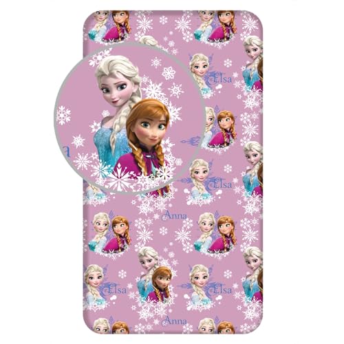 Die Eiskönigin ELSA ANNA Spannbettlaken für Einzelbett, 100 % Baumwolle, Größe 90 x 200 cm