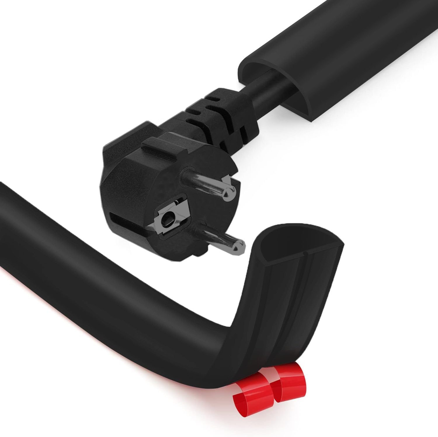 Flexibler Kabelkanal Selbstklebend - 6 Metre x 15mm x 10mm PVC Kabelschutz Boden für 1 Kabel, für Haus, Büro, Schule, Lager (Schwarz)