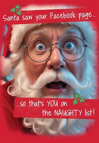 Christmas Card, Funny Humour Text Santa shock - 7 x 5 inches - Piccadilly Greetings
