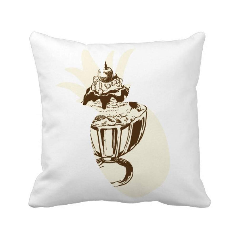 Coussin carré coupe de crème glacée d'ananas aux finitions DIY