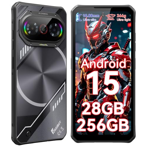 FOSSIBOT F114 Rugged Smartphone Unlocked(2026), 28GB+256GB/2TB Android 15 Rugged Phone, 5000mAh Battery Cellphone,50MP+2MP+8MP Camera,Dual SIM 4G Phone,IP68 / IP69K, NFC