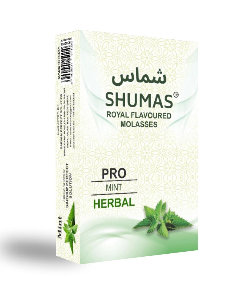 SHUMAS Royal Herbal Hookah Molasses-100% Nicotine & Tobacco-Free-Shisha Flavour -Mix Combo-Indulge in- Mint- Bliss- 6-Pack of 50g Delights