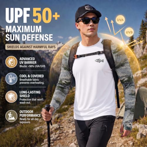 Riverruns Men's Camo Raglan Sleeve Graphic Shirt, UPF50+ Outdoor Top - image 5
