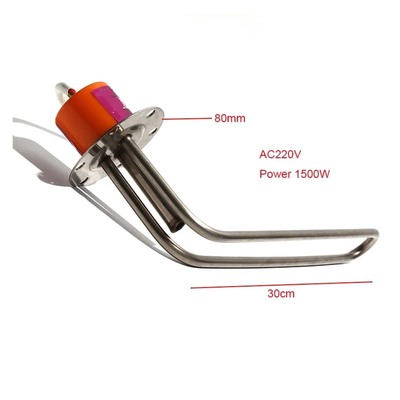 Kołnierzowy element Zeater wody Słoneczne podgrzewacze Części do kołnierza 80mm Elektryczny podgrzewający wodę 30CM Długość rury AC220V 1500W