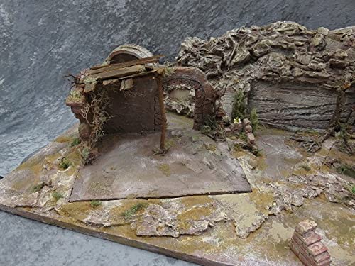 Paisaje con pesebre y cabaña 100% hecho a mano