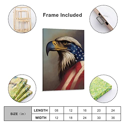 American Bald Eagle Wall Art, Flying Eagle Canvas Print Patriotic Conceptual Picture Inspirational M Canvas Painting Posters And Prints Wall Art Pictures For Living Room Bedroom Decor 24X36Inch(60X90 #TOP1