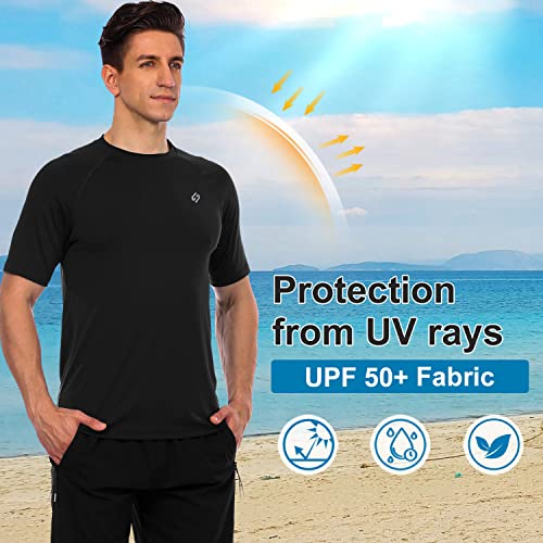 HODOSPORTS Men's Swim Shirt Quick Dry Short Sleeve UPF 50+ Rash Guard Sun Protection4