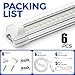 Barrina LED Shop Lights, 40W 5500LM 5000K, 4FT Integrated Fixture, V Shape,T8 Light Tube, Daylight White, Clear Cover, High Output, LED Shop Lights for Garage Warehouse Workshop Basement (Pack of 6)
