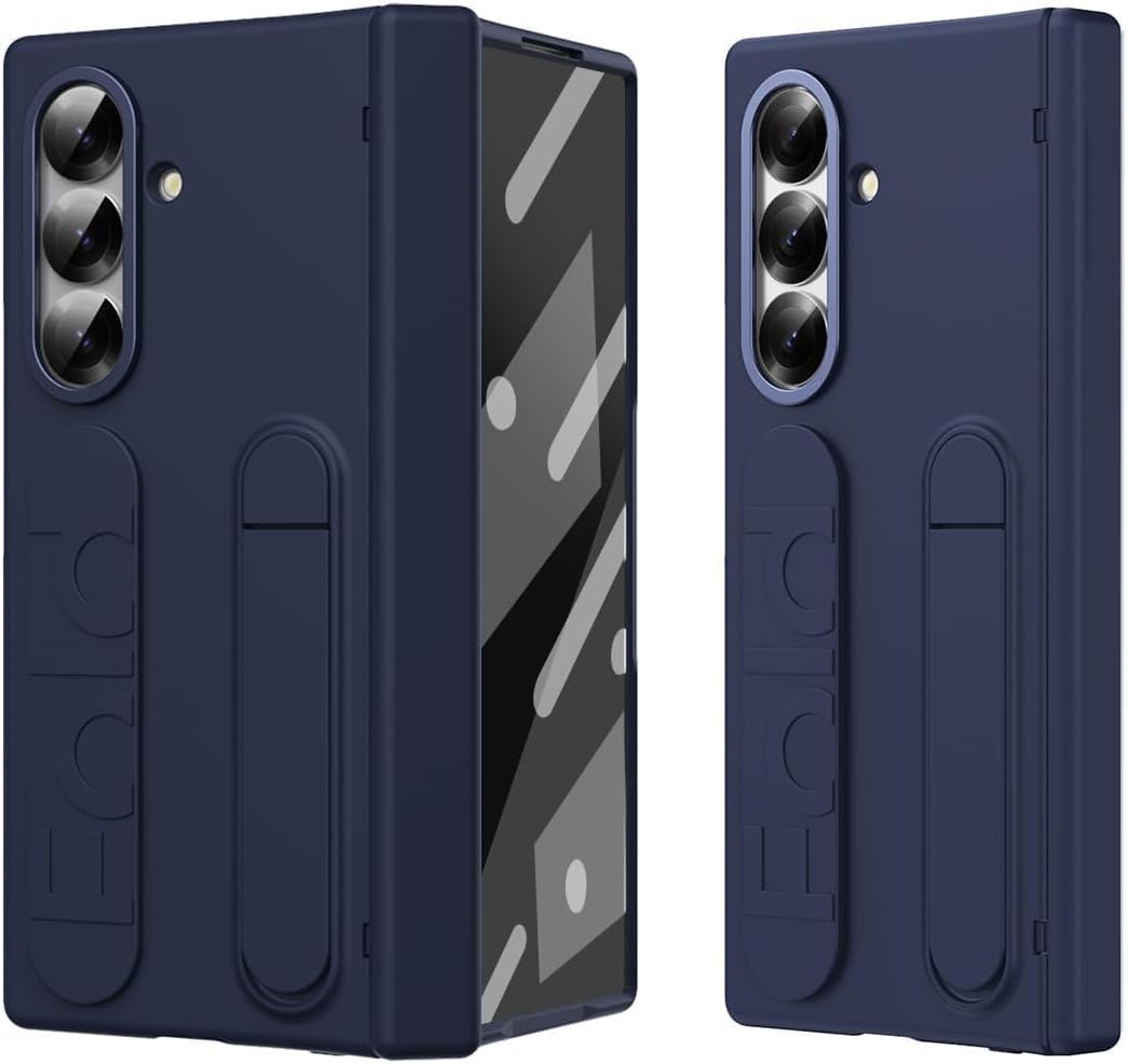 amazon basics 360° Full Protection Case for Samsung Galaxy Z Fold 6 – Built-in Screen Protector, Hinge Guard, Silicon Grip Strap & Kickstand - Blue-image-15