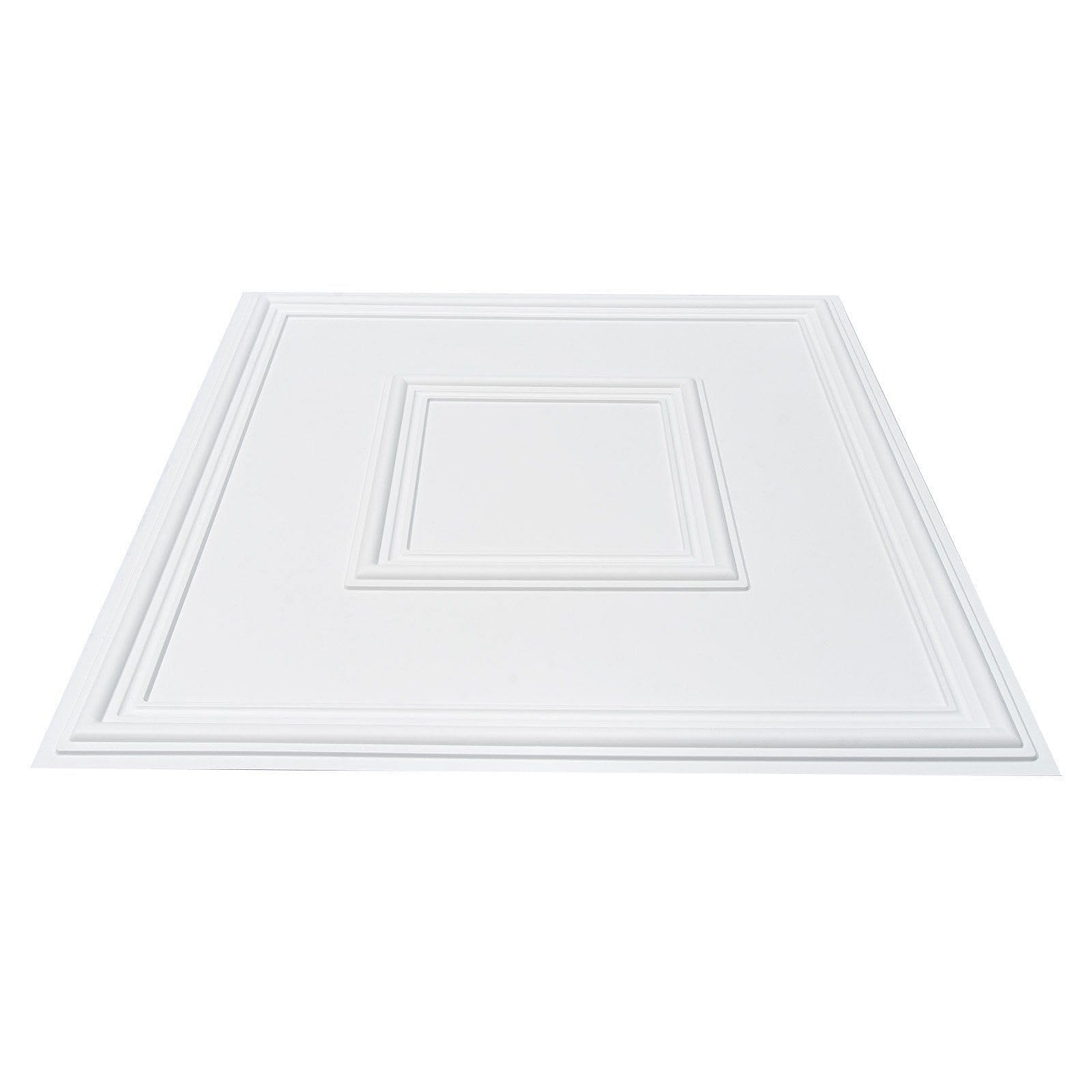 VEVOR Ceiling Tiles, 12-Pack 24 x 24 in, Drop Premium PVC Sheet, Easy Installation/Cutting Plastic Glue-up Tile, Covering for Home/Office Decoration, White