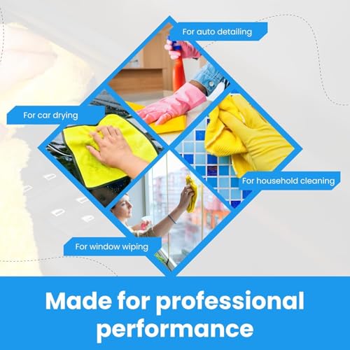 Image of Auto Hub Heavy Microfiber Cloth for Car Cleaning and Detailing, Double Sided, Extra Thick Plush Microfiber Towel Lint-Free, 800 GSM (Size 40cm x 40cm) /Pack of 6, Color: Yellow