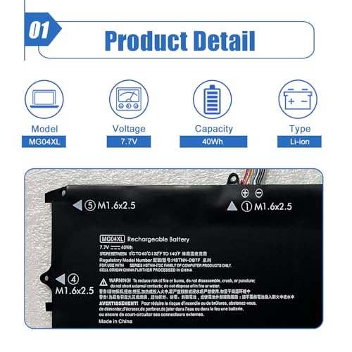 Image of MG04XL 812205-001 Laptop Battery Replace for Hp Elite X2 1012 G1 V2D16PA V2D62PA V3F62PA V9D46PA Series Notebook MG04 812060-2B1 812060-2C1 HSTNN-DB7F 7.7V 40Wh