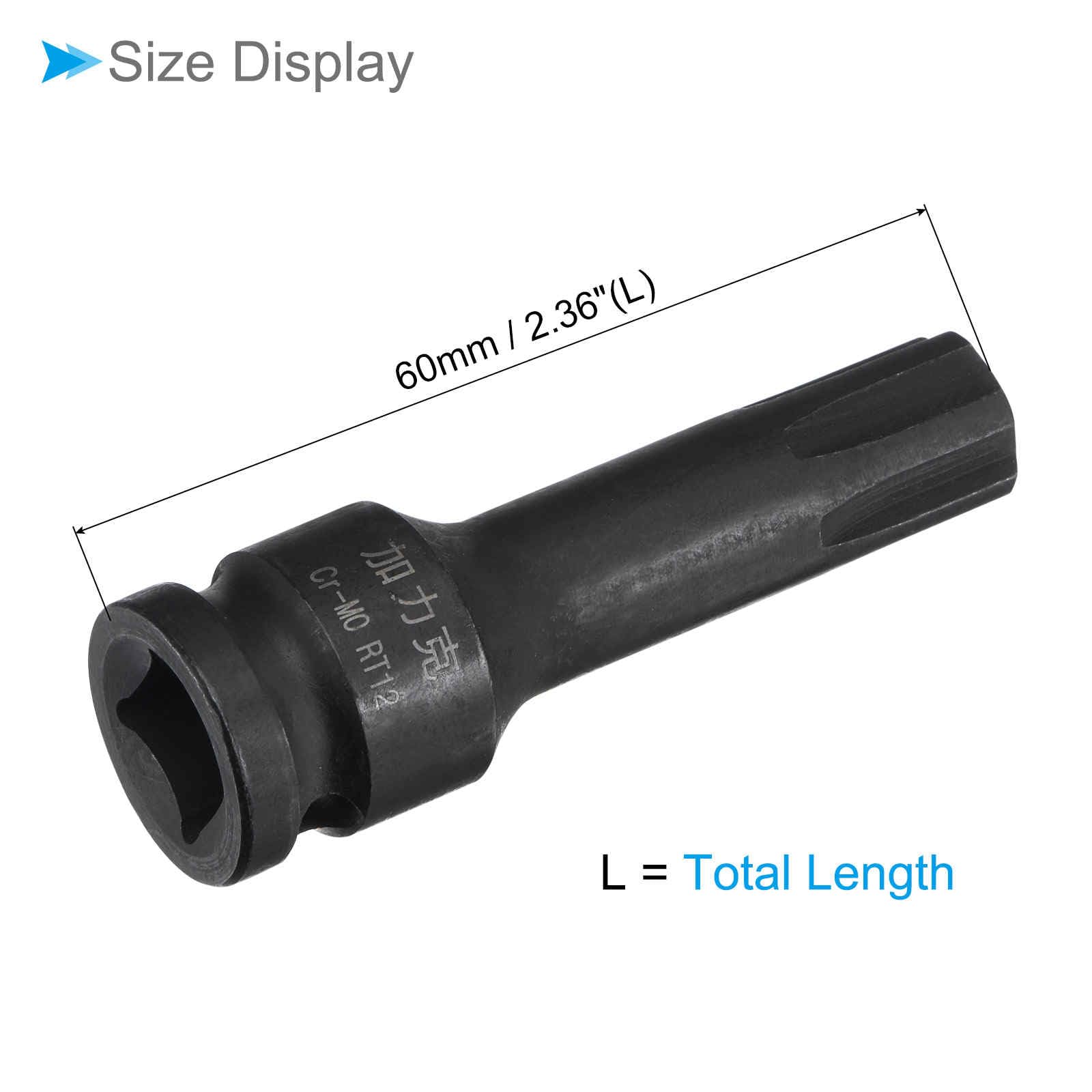 CoCud Impact Hex Bit Socket, 12mm Metric 60mm Long, Chrome Molybdenum Steel One Piece Construction 3/8" Drive Impact Socket - Image 2