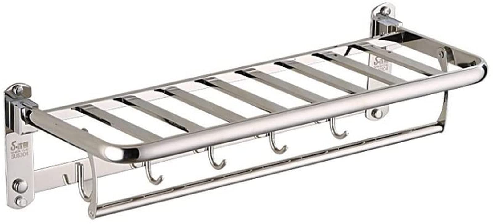 GONMDOPY Towel Rail,Bathroom Shelf Stainless Steel Towel Rack Bathroom Hardware Folding Huge Capacity Multifunction Double Towel