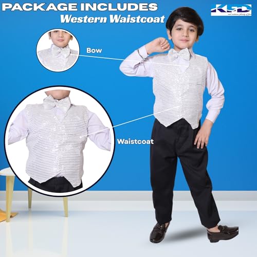 Image of Kaku Fancy Dresses Plain Waistcoat for Kids /Plain Jacket for Kids | Sequin Work Shinning Waist Coat For Annual Day Dance Competition (Only Jacket /Waistcoat - Shirt & Pant Not Included)