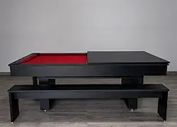 Mesa de Sinuca e Jantar com 2 Bancos - 2,20x1,20 - Azul royal