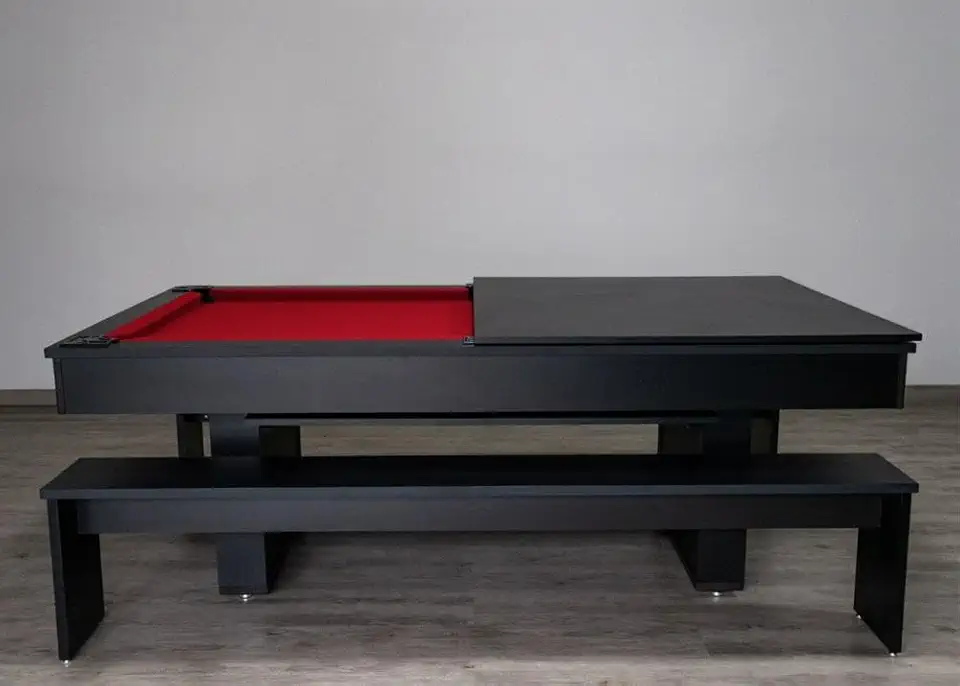 Mesa de Sinuca e Jantar com 2 Bancos - 2,20x1,20 - Azul royal