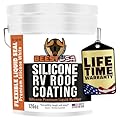 BEEST Silicone RV Roof Coating, 126 Oz - Temperature Reducing White RV Roof Sealant, Silicone Trailer Camper & Metal Roof Coating & RV Sealant, Rubber RV Roof Sealant Waterproof, TPO, EPDM Roof Sealer