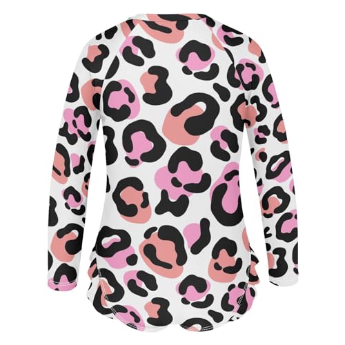 susiyo Modern Leopard Girls Long Sleeve One Piece Swimsuits Rash Guard Bathing Suit UPF 50+ Zipper Girl Swimwear3