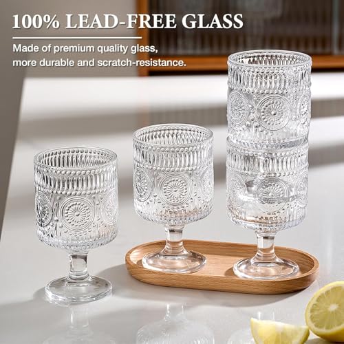 Set de 2 copas vintage de cristal 8oz con diseño floral miniatura 6