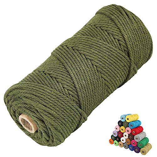 Cordón de macramé de 3 mm x 109 yardas, cordón de algodón de color para macramé, hilo trenzado de 4 hebras, cordón de algodón natural, suministros perfectos de macramé para manualidades, tejer perchas
