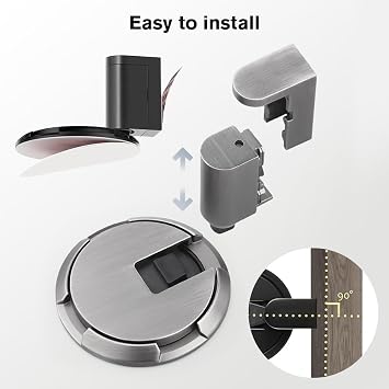 Mechanical Floor Door Stopper, Magnetic Door Locks - Punch-Free Silent Stop, Adjustable No Drilling With Adhesive (Black)