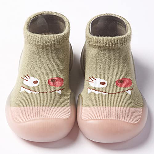 Chicone 2 Pairs Baby Socks Anti Skid Rubber Soft Sole Infant Slippers Prewalker Shoes (Green&Blue, 12-18 Months) 12 Months2