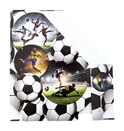 HERMA 19716 Stehsammler A4 mit Fussball Motiv, 7,5 cm breit, faltbar, stabile Pappe, schmaler Zeitschriftenhalter für Mädchen & Jungen, Stehordner zum Aufbewahren von Dokumenten, Unterlagen, Mappen