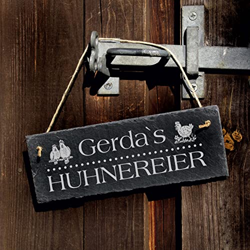 Hühnereier mit Wunschnamen Schild Schiefer graviert Eier Hühner Stallschild Türschild Hühnerstall Eierverkauf Henne 22 x… – Bild 5
