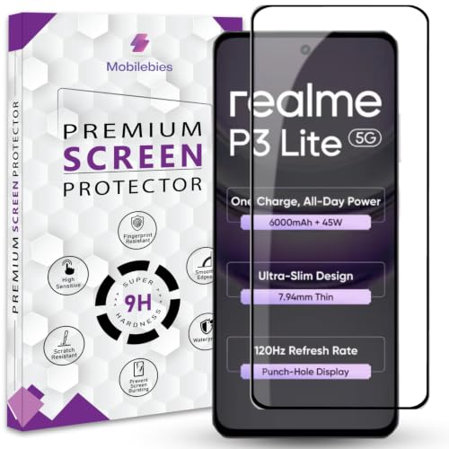 Image of Premium Tempered Glass Screen Protector Guard For Realme P3 Lite 5G (6.67 Inch, Pack of 1) | Edge to Edge Coverage With Easy to installation kit