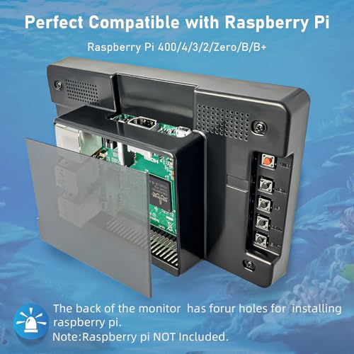 Image of Raspberry Pi Monitor 7 Inch HDMI Monitor 800x480 LCD Screen Display with Case Second /Extend Screen for Raspberry Pi 400 /4 /3 /2 /Zero /B /B+ Jetson Nano Win11 /10 /8 /7, Dual Speakers, Non-Touch