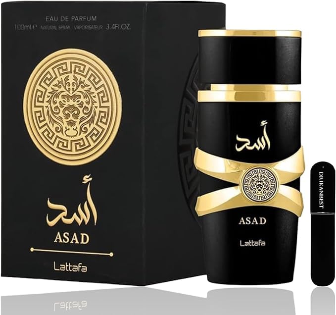 Perfume Asad para hombres Eau de Parfum 100 ml (ORIGINAL) Perfume árabe Oriental Intenso+REGALO Atomizador 5ml DRIKANBEST